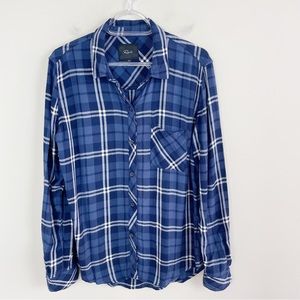 RAILS Hunter Midnight Blue White Blouse  Medium